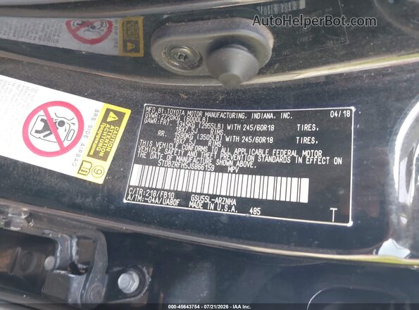 5TDBZRFH5JS866159 2018 TOYOTA HIGHLANDER Черный Вид подкапотного пространства
