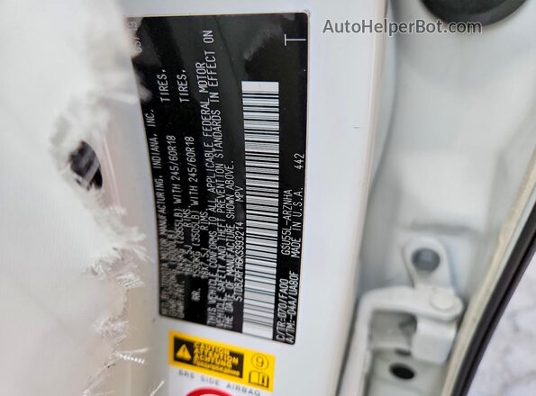 5TDBZRFH6KS993214 2019 TOYOTA HIGHLANDER White Вид наклейки з VIN-кодом