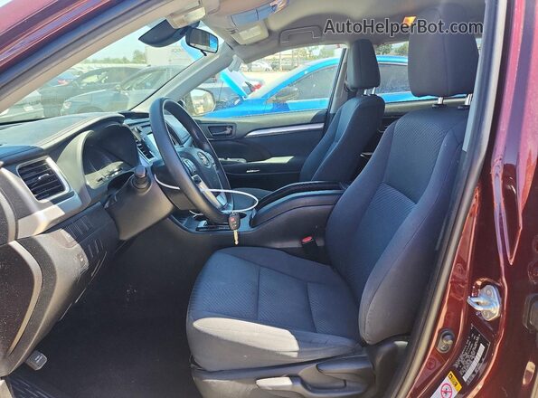5TDBZRFH7KS730858 2019 TOYOTA HIGHLANDER Burgundy Front interior view
