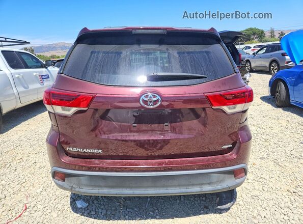 5TDBZRFH7KS730858 2019 TOYOTA HIGHLANDER Burgundy Rear view