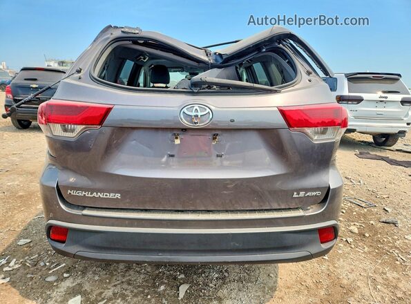 5TDBZRFH8KS717147 2019 TOYOTA HIGHLANDER Gray Вид ззаду