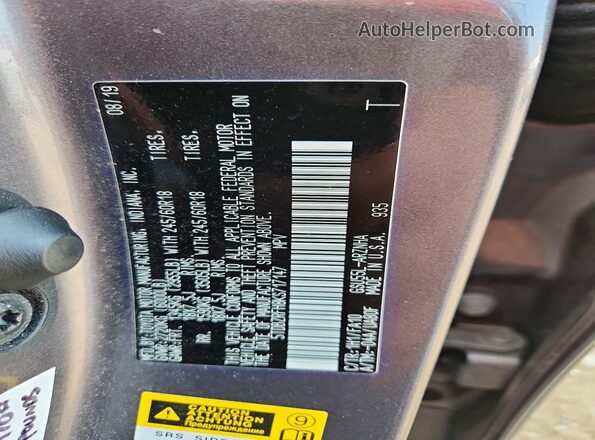 5TDBZRFH8KS717147 2019 TOYOTA HIGHLANDER Gray Вид підкапотного простору