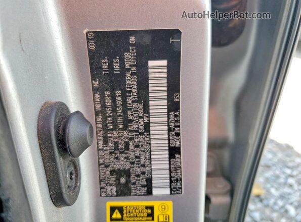 5TDBZRFHXKS972821 2019 TOYOTA HIGHLANDER Серебряный Вид наклейки с VIN-кодом