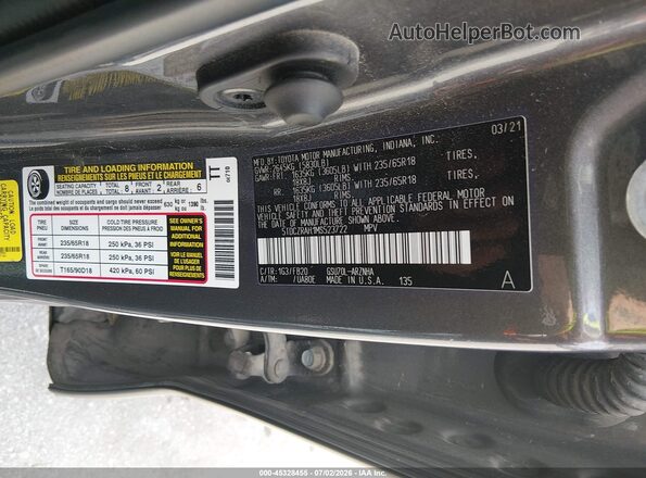 5TDCZRAH1MS523722 2021 TOYOTA HIGHLANDER Серый Вид подкапотного пространства