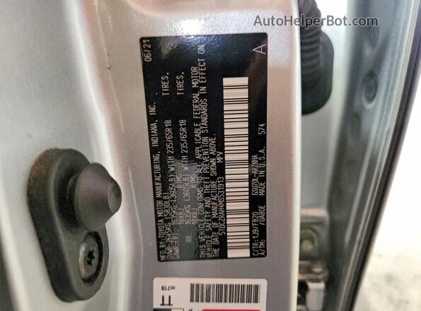 5TDCZRAH4MS531913 2021 TOYOTA HIGHLANDER Gray Вид наклейки з VIN-кодом