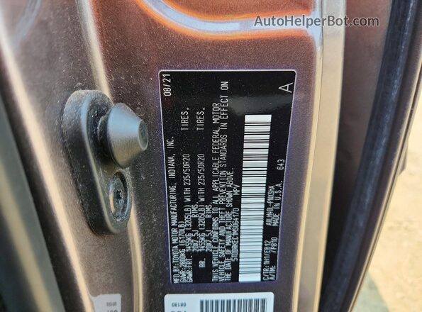 5TDDRKEC1MS064170 2021 TOYOTA SIENNA Gray VIN կոդի պիտակի տեսք