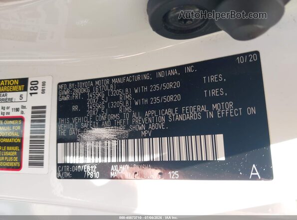 5TDDRKEC9MS001799 2021 TOYOTA SIENNA Белый Вид подкапотного пространства