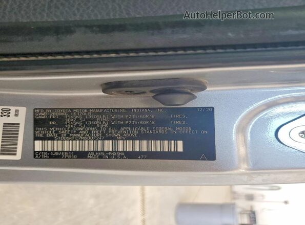 5TDDSKFC7MS007247 2021 TOYOTA SIENNA Silver VIN კოდის სტიკერის ხედი