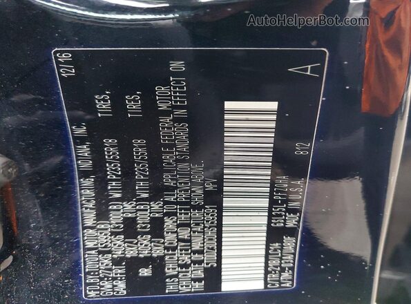 5TDDZ3DC0HS159591 2017 TOYOTA SIENNA Black VIN sticker view