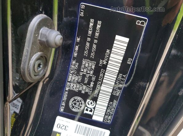 5TDDZ3DC5LS228722 2020 TOYOTA SIENNA Black Widok naklejki z numerem VIN