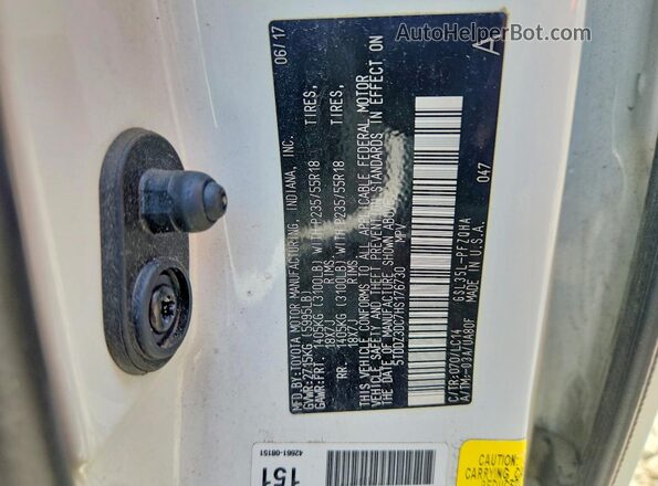 5TDDZ3DC7HS176730 2017 TOYOTA SIENNA White Widok naklejki z numerem VIN