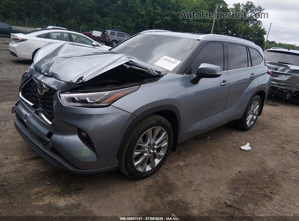 5TDDZRBH3MS077270 2021 TOYOTA HIGHLANDER Light Blue Передняя левая четверть