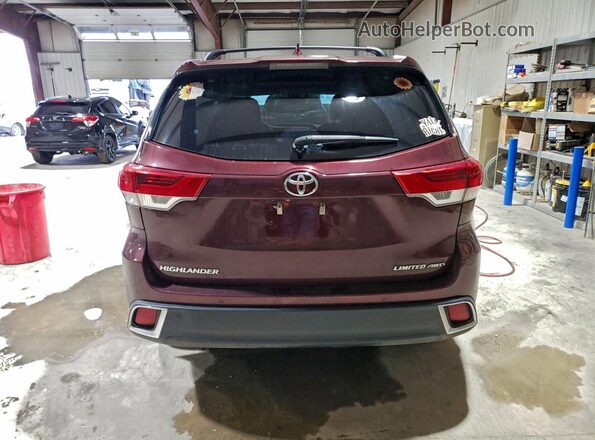 5TDDZRFH2JS843771 2018 TOYOTA HIGHLANDER Burgundy Widok z tyłu