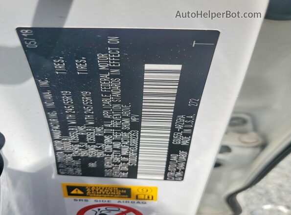 5TDDZRFH3JS882353 2018 TOYOTA HIGHLANDER White Vista de la etiqueta del VIN