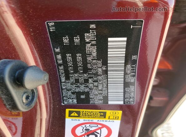 5TDDZRFH4HS363175 2017 TOYOTA HIGHLANDER Бордовый Вид наклейки с VIN-кодом