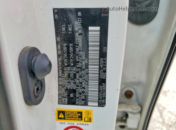5TDDZRFH7JS907156 2018 TOYOTA HIGHLANDER White VIN sticker view