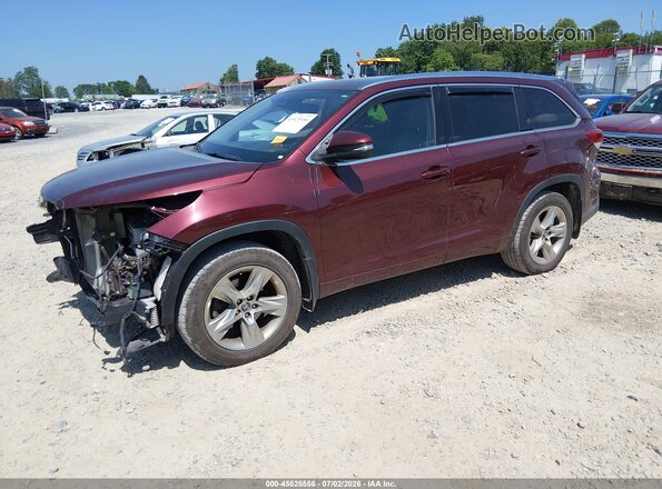 5TDDZRFH8JS910597 2018 TOYOTA HIGHLANDER Темно-бордовый Передняя левая четверть