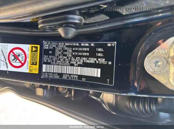 5TDDZRFH9HS465555 2017 TOYOTA HIGHLANDER Black Вид підкапотного простору