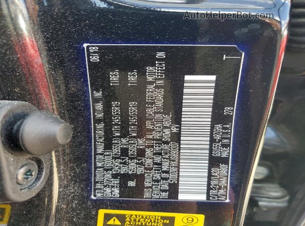 5TDDZRFHXJS890207 2018 TOYOTA HIGHLANDER Black Widok wnętrza 360 stopni