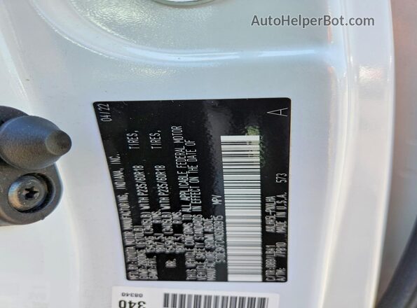 5TDESKFC4NS060915 2022 TOYOTA SIENNA White Widok naklejki z numerem VIN