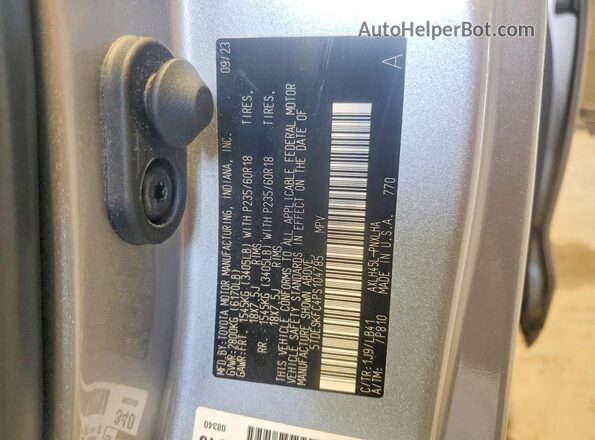 5TDESKFC4PS104785 2023 TOYOTA SIENNA Silver Панорамний вид салону 360°