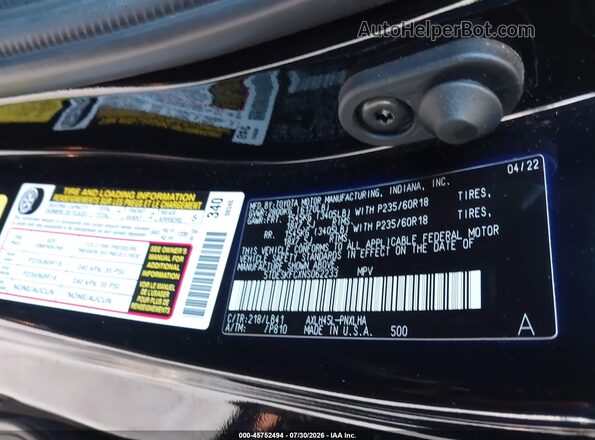 5TDESKFCXNS062233 2022 TOYOTA SIENNA Черный Вид подкапотного пространства
