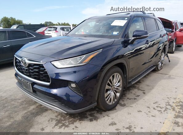 5TDFZRAH0MS072148 2021 TOYOTA HIGHLANDER Dark Blue Передняя левая четверть