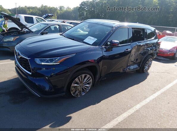 5TDFZRAH7NS142424 2022 TOYOTA HIGHLANDER Синий Передняя левая четверть