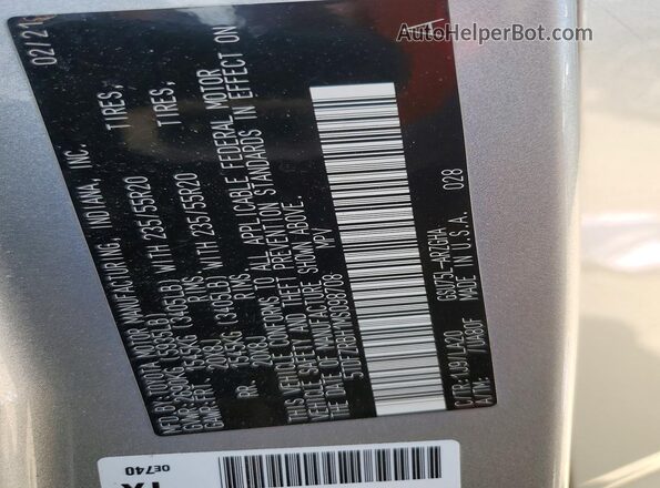 5TDFZRBH1MS098708 2021 TOYOTA HIGHLANDER Gray Widok naklejki z numerem VIN