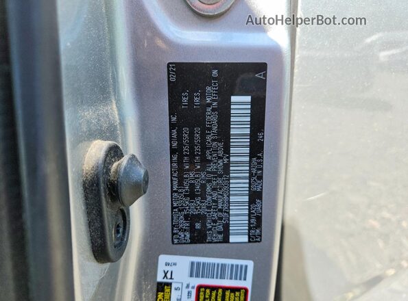 5TDFZRBH8MS093912 2021 TOYOTA HIGHLANDER Silver VIN კოდის სტიკერის ხედი