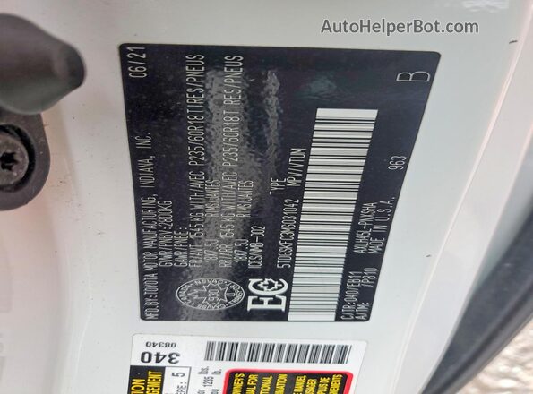 5TDGSKFC3MS031042 2021 TOYOTA SIENNA White VIN sticker view