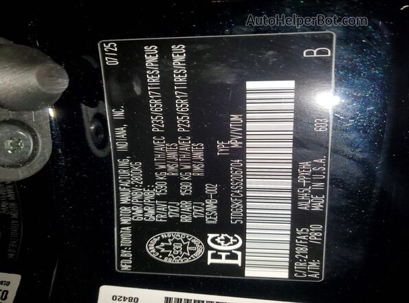 5TDGSKFC4SS206704 2025 TOYOTA SIENNA Black VIN կոդի պիտակի տեսք