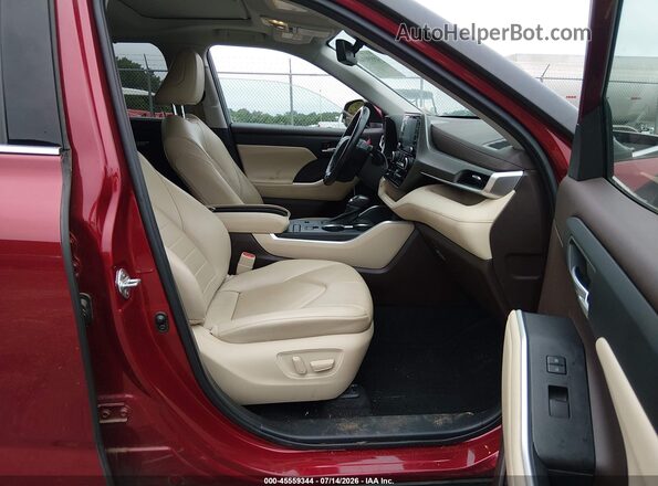 5TDGZRAH6MS087855 2021 TOYOTA HIGHLANDER Maroon წინა სალონის ხედი