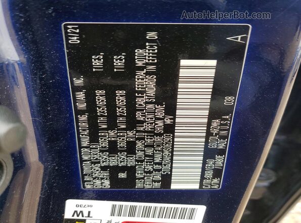 5TDGZRAH9MS062903 2021 TOYOTA HIGHLANDER Blue 360 interior view