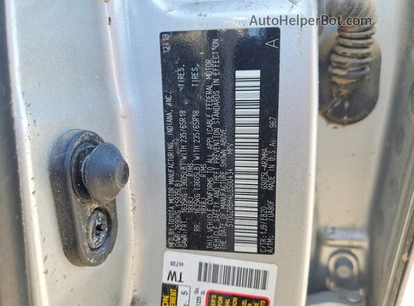 5TDGZRBH4LS500434 2020 TOYOTA HIGHLANDER Silver VIN კოდის სტიკერის ხედი