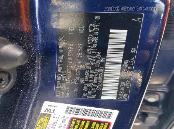 5TDGZRBH4MS143483 2021 TOYOTA HIGHLANDER Blue Widok naklejki z numerem VIN