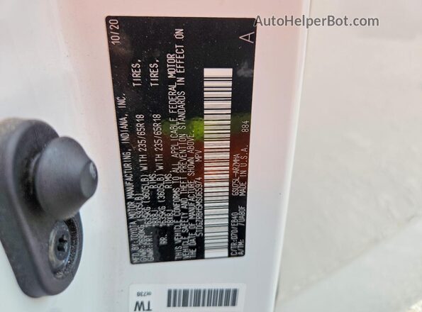 5TDGZRBH5MS065974 2021 TOYOTA HIGHLANDER White Панорамний вид салону 360°