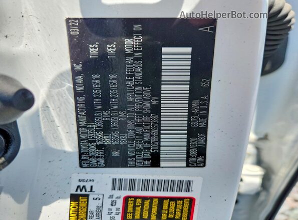 5TDGZRBH6NS573887 2022 TOYOTA HIGHLANDER White Widok naklejki z numerem VIN