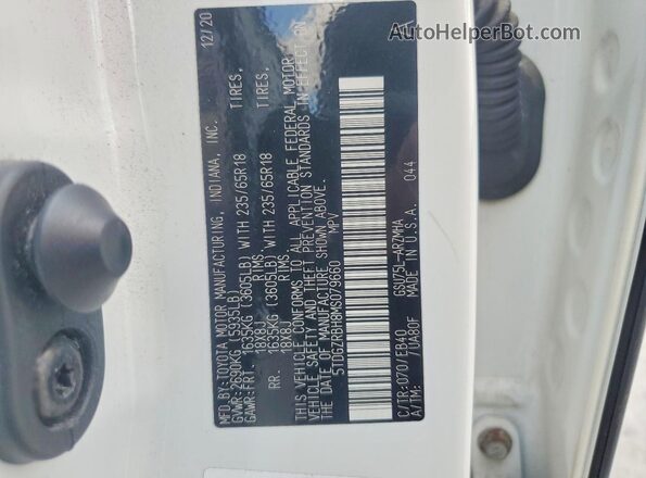 5TDGZRBH8MS079660 2021 TOYOTA HIGHLANDER Белый Вид наклейки с VIN-кодом