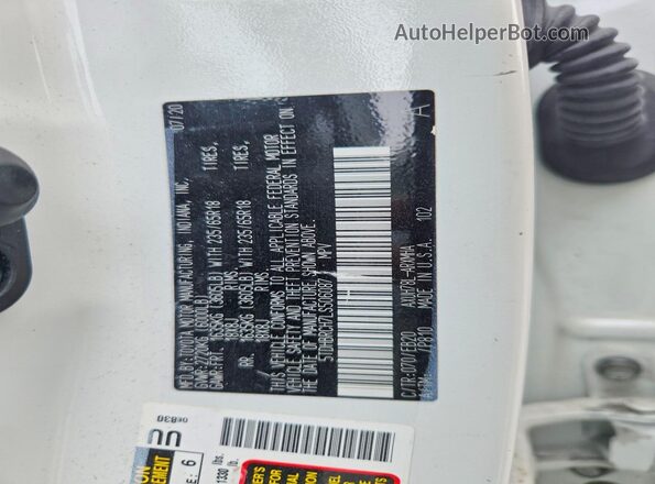 5TDHBRCH7LS506087 2020 TOYOTA HIGHLANDER White VIN კოდის სტიკერის ხედი
