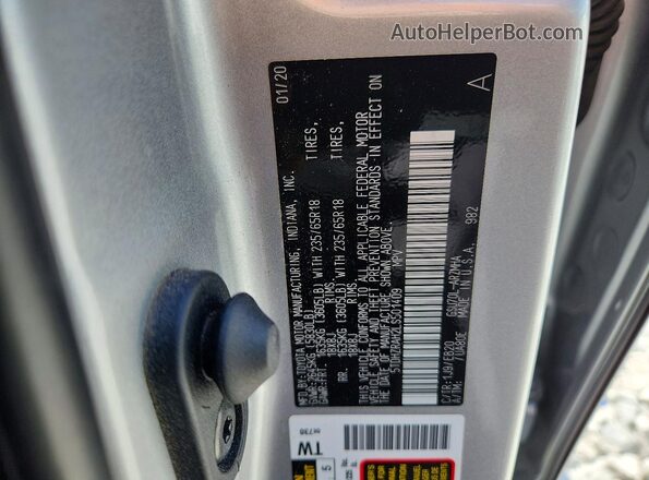 5TDHZRAH2LS501409 2020 TOYOTA HIGHLANDER Silver VIN sticker view