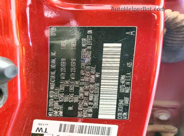 5TDHZRBH0LS039706 2020 TOYOTA HIGHLANDER Red 360 interior view