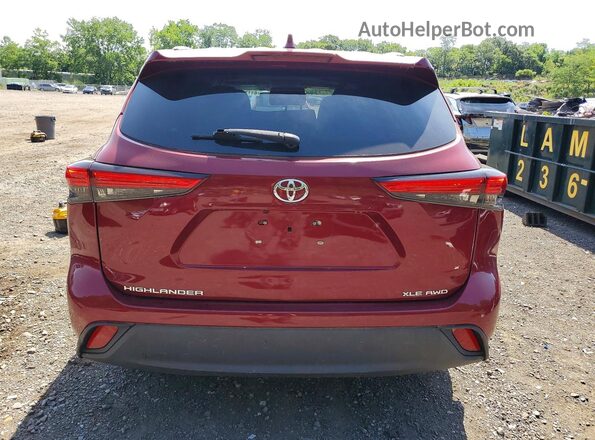 5TDHZRBH7LS520634 2020 TOYOTA HIGHLANDER Red Вид ззаду