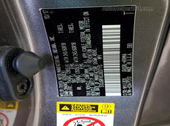 5TDJGRFH2JS037115 2018 TOYOTA HIGHLANDER Gray სალონის 360-გრადუსიანი ხედი