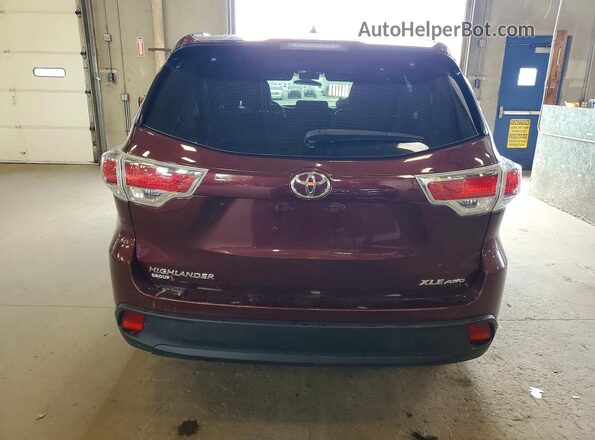 5TDJKRFHXGS255424 2016 TOYOTA HIGHLANDER Burgundy უკანა ხედი