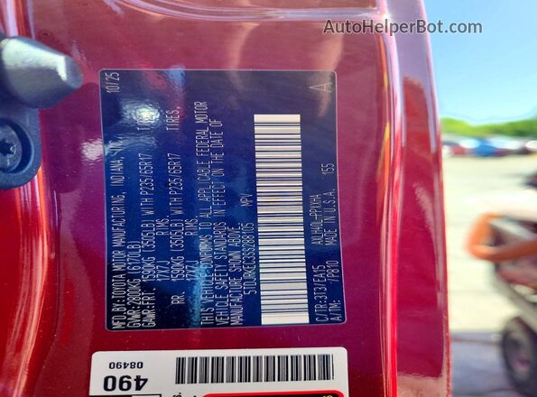 5TDJRKEC3SS288105 2025 TOYOTA SIENNA Red Widok wnętrza 360 stopni