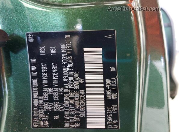 5TDJSKFC3MS035484 2021 TOYOTA SIENNA Green VIN კოდის სტიკერის ხედი