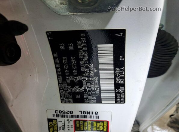 5TDJW5G16GS132489 2016 TOYOTA SEQUOIA White Vista de la etiqueta del VIN