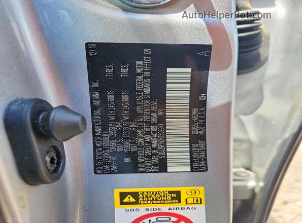 5TDJZRFH0HS508974 2017 TOYOTA HIGHLANDER Silver Вид підкапотного простору