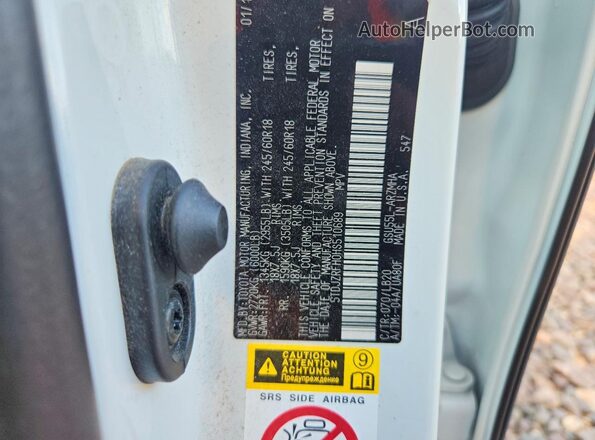 5TDJZRFH0HS510689 2017 TOYOTA HIGHLANDER White VIN კოდის სტიკერის ხედი